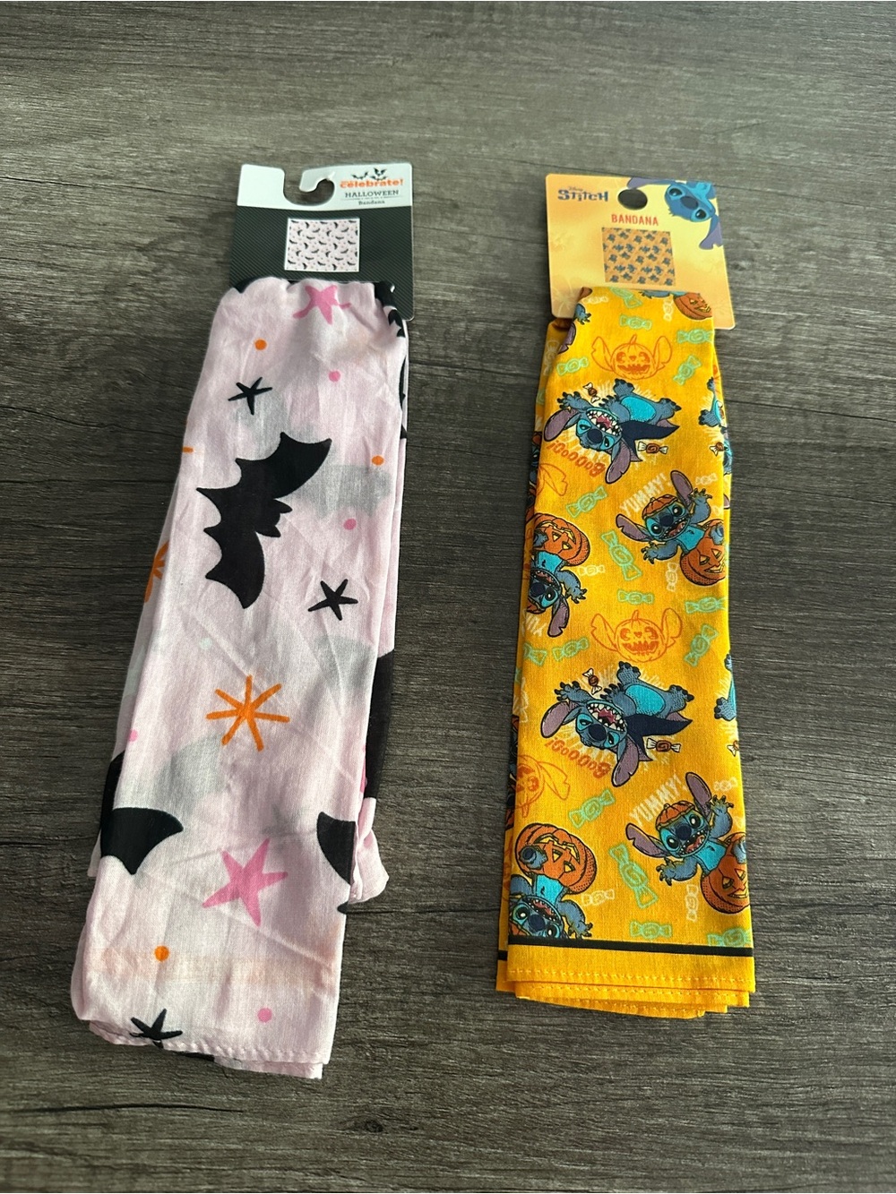 Disney Stitch Halloween bandana and pink bat Halloween bandana